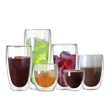 XINCHENHeat Resistente Dobbeltvægget Glas Te Kop Øl, Kaffe Kop Set Håndlavet Kreative Sund Drik Briller Gennemsigtig Drikke
