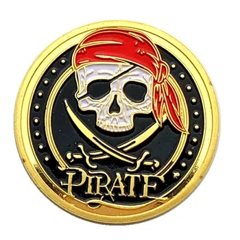 Fransk Pirates of The Caribbean Kraniet Forgyldt Medalje 32mm Forgyldt Mønt Pirat Skib Mønt Collectible Mønt Gave