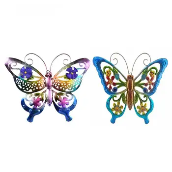 Smedejern Metal Hule Ud Butterfly Håndlavet 3D Pastorale Hængende Sommerfugle Værftet Hjem Væggen Hængende Klokker Ornament Indretning