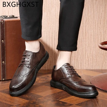 Luksus mænd sko læder Business brogue sko mænd formelle brun kjole italienske kontor sko mænd classic Coiffeur туфли мужские
