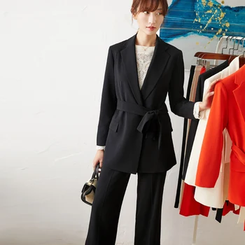 Tynd Nye stil eksponering Vis tynd slank passer til mode passer til kvinder efteråret professionel pendling tøj to delt sæt