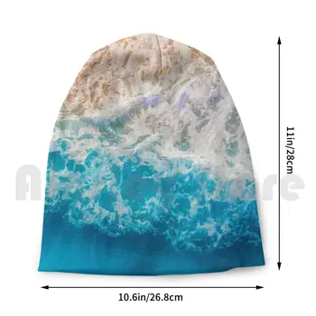 Majestic Havet Huer, Strik Hat 1458 Huer Print Marmorgulv Havet Ocean Blue Water Abstrakte Bølger Akvarel Mønster Strand