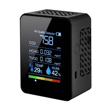 Multifunktionelle 5in1 CO2-Måleren Digital Temperatur Luftfugtighed Tester Kuldioxid TVOC HCHO Detektor Air Quality Monitor