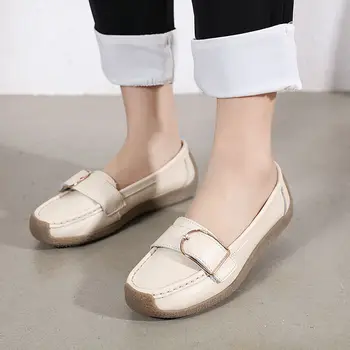 Kvinder sko 2021 foråret sommeren mor sko kvinde lejligheder bløde bund i ægte læder damer ballet sko flade sko sneakers