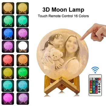 8/15/18/20CM Fjernbetjening Nat-Lys 16 Farver Genopladelige Trykt Nat lampe 3D Personlig Runde Håndlavet Home Decor Gave