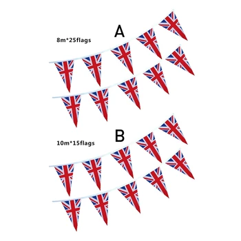 8/10 Meter Union Jack Flag, Bannere String Forenede Kongerige STORBRITANNIEN Britisk Eu-Flag og Flagdug Banner Guirlander Fest Dekoration