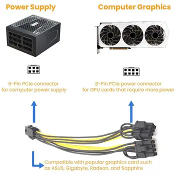 5/10pc PCI-E 6-pin til Dobbelt 6+2-pin-koden(6-pin/8-pin-kode), Power Splitter Kabel-Grafikkort 6Pin til Dual 8Pin PCIE port til PCI Express Strøm Kabel