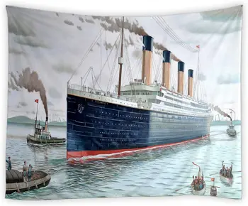 Vintage Klassisk Titanic Skib Ocean Natur Akvarel Art Væggen Hænger Gobeliner Indretning