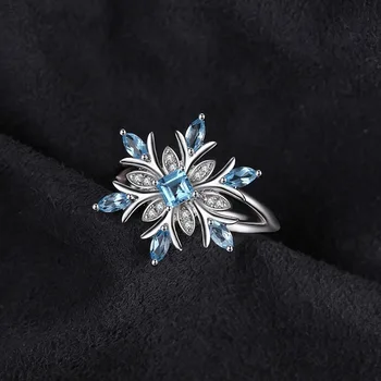 Snowflake Ægte Blå Topas safir Skinner zircon Ring 925 anillos Sølv Smykker Mode Ring For Kvinder Julegave