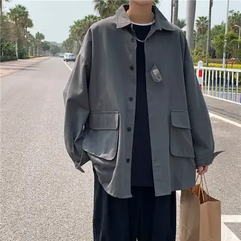 Mænds Solid langærmet Jakke 2021 Mode Kvinde koreanske Streetwear Jakker Casual Oversize Mandlige Jakker