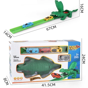 Børn DIY-Toy Model Krokodille Styr Trække sig Tilbage Bil Fleksibel Track Bil Legetøj, som Børn Racing Bøje Bil med 4 Biler