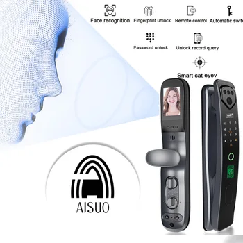 Smart Door Lock Infrarød 3D ansigtsgenkendelse Nøglefri Oplåsning Fingeraftryk magnetkort Password Udendørs Hjem Elektrisk Deadbolt