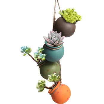 4stk vægmonteret keramik flower pot saftige kaktus bonsai plante tank container hamp have dekoration CY53015