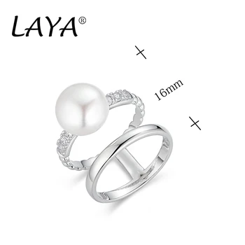 Lay Naturlige Ferskvands Perle Ring For Kvinder Ren 925 Sterling Sølv, Med Dobbelt Linje Zircon Ring Engageret Luksus Smykker 2021