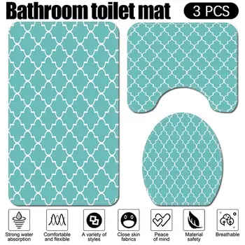 3pcs Polyester Fiber Badeværelse Mat Sæt Hydrofile Toilet Tæppe Vaskbar Køkken Væg-Tæppe Anti-Slip Brusebad Mat