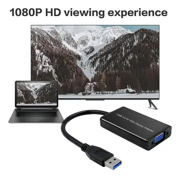 1080p USB3.0 til VGA Adapter Kabel Visning af Video Converter til PC Windows 7 8 10 Lethed Overføre Praktisk Luftfartsselskab