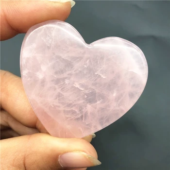1PC Naturlige Steg med Krystal Hjerte-formet Pink Kvarts Ædelsten, Krystaller Kærlighed Palm Healing Naturlige Sten og Mineraler