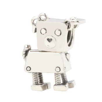 Bewill S925 Sterling Sølv Robot Hvalp Bobbi Robot Hund Perler Passer Oprindelige Armbånd Halskæde DIY Smykker