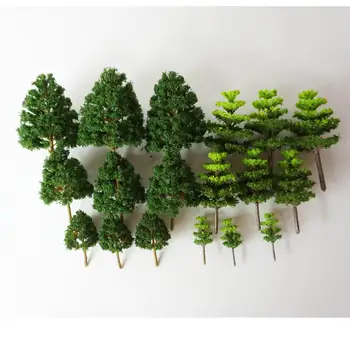 18pcs Plast Model Træer HO Skala Tog Jernbanen Diorama Layout Natur