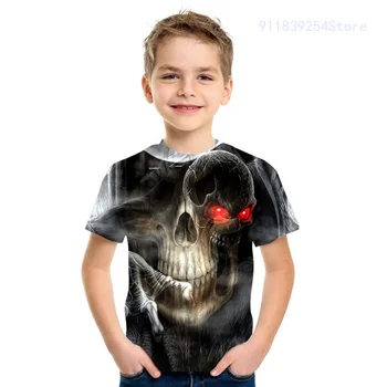 Sommeren Hot Salg Mænd og Kvinder Skull 3D Printet T-Shirt Afslappet Mode Horror Kraniet Hip Hop Børn