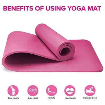 Yoga Mat til Kvinder og Mænd Non-Slip træningsmåtte Hjem Gym Udstyr til Fitness, Gymnastik & Pilates (10 mm)