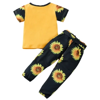 WEIXINBUY Spædbarn Baby Piger MAMA ' S ies Print kortærmet t-shirt med blomster print pants 2stk