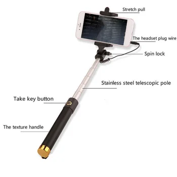 Mini Selfie Stick Bærbare Udvides Monopod Self-Polet Håndholdte Kablede Selfie Stick Til iPhone og Smartphone