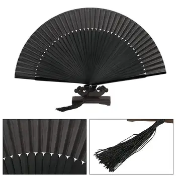 Bambus Hånd Fan Sort Elegant Udskåret håndholdt Folde Fans Bambus, Træ, Silke Folde Fans For Begivenheder, der kan serviceres