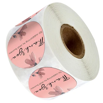 500pc/roll Runde Pink Business-Label Klistermærker, Papir Søde Tak Klistermærker til Bagning Emballage Tætning Etiketter Brevpapir, Klistermærker