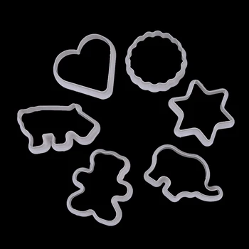 6stk Småkage Udstikkere Dyr Formet Plast Cookie Wienerbrød Fondant Forme Kiks Formen For Børn Fondant Kage Udsmykning Køkken Værktøj