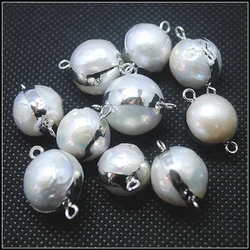 4stk kina søen pearl black pearl perler stik med gylden farve rund kugle top mode, diy smykker resultater