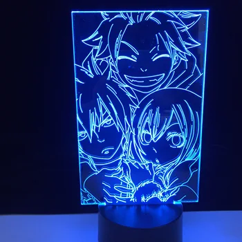 Anime Fairy Tail Natsu Dragneel og Erza Scarlet Touch Sensor Nightlight for Kids Soveværelse Indretning Bruser 3d-Lampe LED Nat Lys