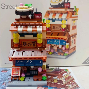 LOZ 1654 City Street Nudler Suppe Food Shop Japansk Stil Arkitektur DIY Mini-Blokke, Mursten Bygning Legetøj for Børn, ingen Box