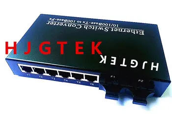 2FX/6TX Fast Ethernet Fiber Switch, 10/100Mbps Optiske Media Converter Singlemode Duplex 6 UTP RJ-45 til SC Stik