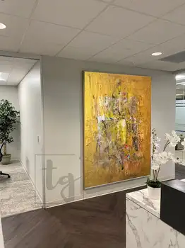 Overdimensionerede Lærred Væg Guld-abstrakte maleri på lærred Guld Maleri Moderne Kunst Maleri Oprindelige Væg Kunst Kontor Indretning
