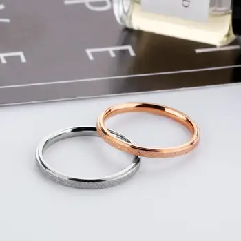 Fashion Simpel Kvinder Ring 2mm Rustfrit Stål, Rosa Guld Farve, Bryllup, Engagement Smykker Gave