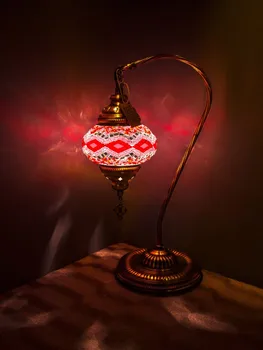 Håndlavede Tyrkiske Marokkanske Mosaik Autentisk Vintage Art Deco-Bord, Seng, Lampe, Rød-Pink Farver, 4 Mønstre