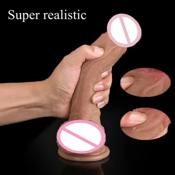 Realistisk gigant penis kvindelige onani Homoseksuelle anal sex legetøj silikone voksen penis dildo med sugekop Sex legetøj til kvinder