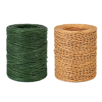Ny 2x 1,0 mm, Lys Brun/Grønne Blomster Binder Wire Wrap Sejlgarn Håndlavet Jern Wire-papirholder Rattan for Blomsterbuketter Længde: 210M