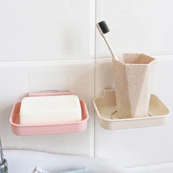 Badeværelse Sæbe Holder Enkelt Lag Stærk Problemfri Husstand Smil Soap Box, Plast, Ikke-perforeret Dræning Er God