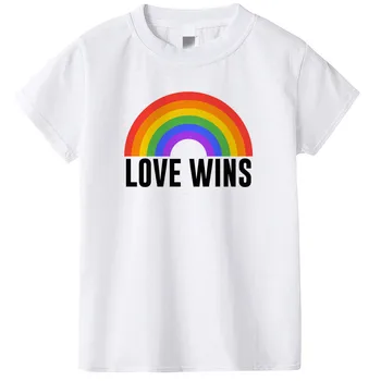 Rainbow Print Sjove T-Shirts Ren Hvid kortærmet O-hals Børn Casual t-stykkerne Børn Toppe Til Piger Drenge KT-2137