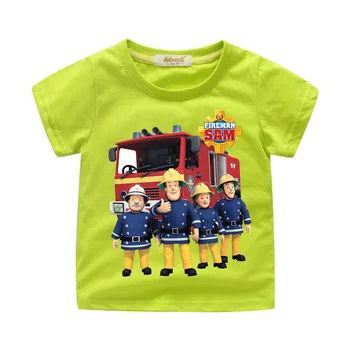 Børn 3D-Tegnefilm Sjove Brandmand Sam Print Tee Toppe Tøj Til Børn, Sommer Korte Toppe Tøj Boy T-Shirt Pige T-shirt WJ013