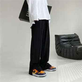 Forår Sommer Bomuld Sweatpants Mænds Mode Afslappet Wide-ben Bukser Mænd Streetwear koreanske Løs Lige Joggere Bukser Herre