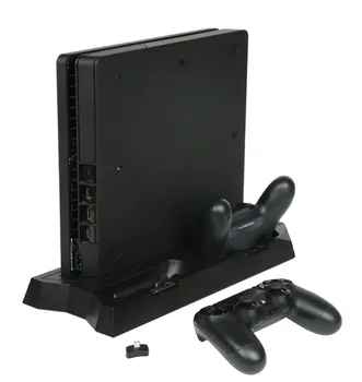 Dual Controller Sort Lodret Oplader Dock Konsol Ventilatoren Står for Playstation 4 PS4 Consol med Station 3USB-Port