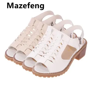 Mazefeng Kvinde Sommeren Vintage Kile Sandaler Med Spænde Casual-Sy Kvinder Sko Kvindelige Damer Platform Retro Sandalias Plus Størrelse 43