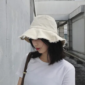Ny Spand Hatte Kvinder Kvast Harajuku Vintage Solafskærmning Sommer Strand Dame Hat Enkle Trendy Alle-match Solid Rejse Cap Gave