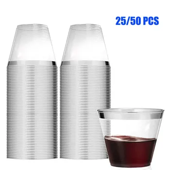 25/50 pc ' er Klar Plast Kopper Disponibel Kopper Vin Glas, Hård Plast Juice Cup Genanvendelige til Bryllup Part Cocktail Cup Forsyninger