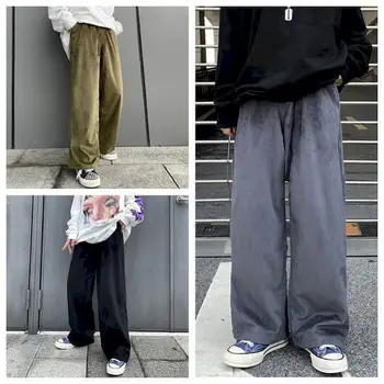Nye Efterår Forår Harajuku Lige Bukser Mænd Bukser, Vintage Løs Wide-Ben Fløjlsbukser Bukser Kvinder Streetwear Unisex Tøj