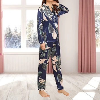 Silke Pyjamas for Kvinders Satin Pyjamas Sæt med Lange Ærmer Casual Nattøj Nattøj Dyr Sexet Hjem Kvindelige Komfortable Loungewear