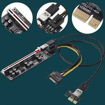 VER009S Plus PCI Express 1X til 16X Styrke PCI-E Riser Card SATA 6Pin Magt 0,6 M USB 3.0 Kabel til BTC LTC Minedrift